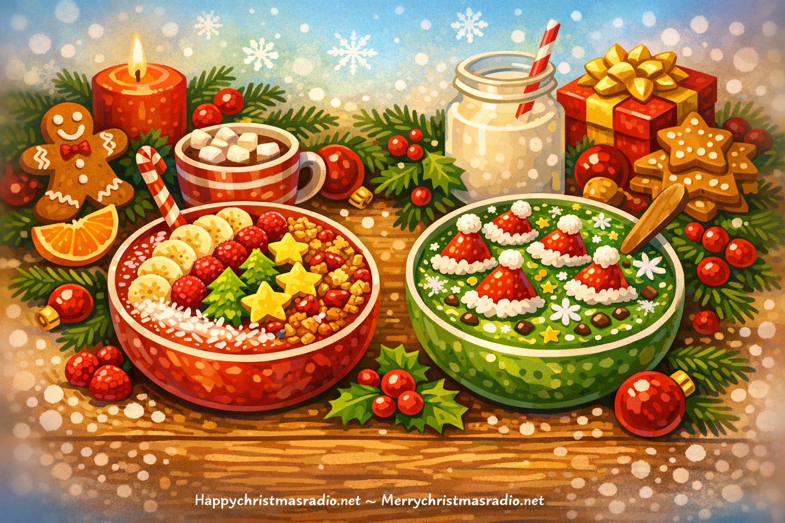 Delicious Christmas Morning Smoothie Bowls